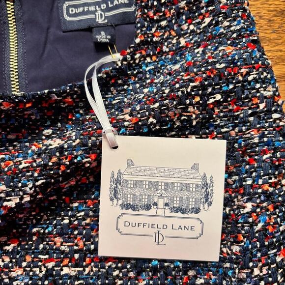 Duffield Lane Navy Confetti Tweed Ellis Top Size S - Picture 4 of 13